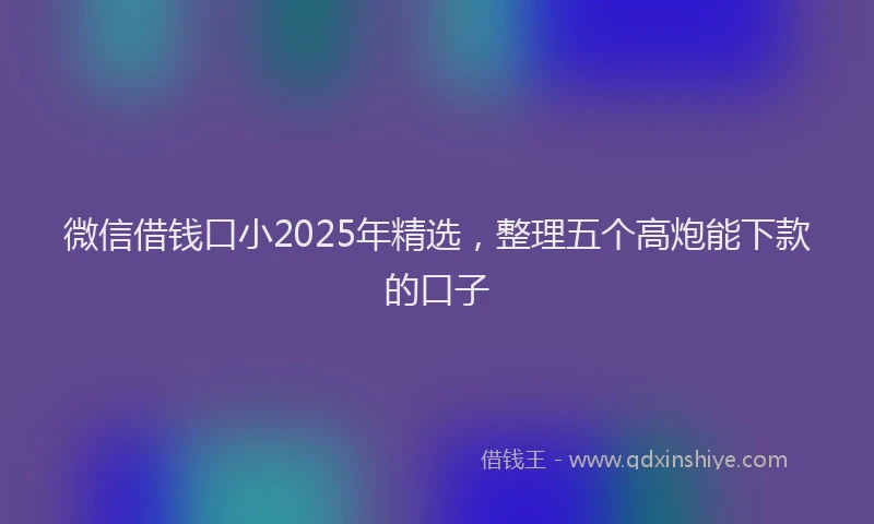 微信借钱口小2025年精选，整理五个高炮能下款的口子