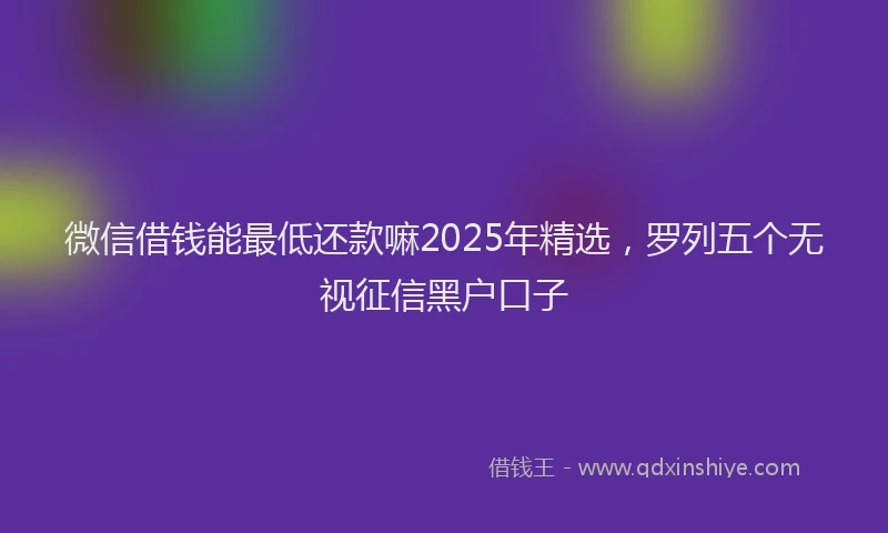 微信借钱能最低还款嘛2025年精选，罗列五个无视征信黑户口子