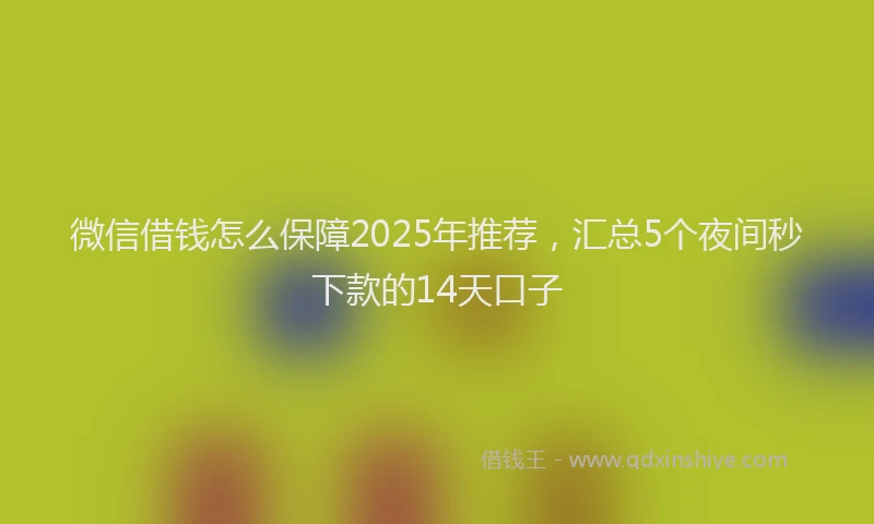 微信借钱怎么保障2025年推荐，汇总5个夜间秒下款的14天口子