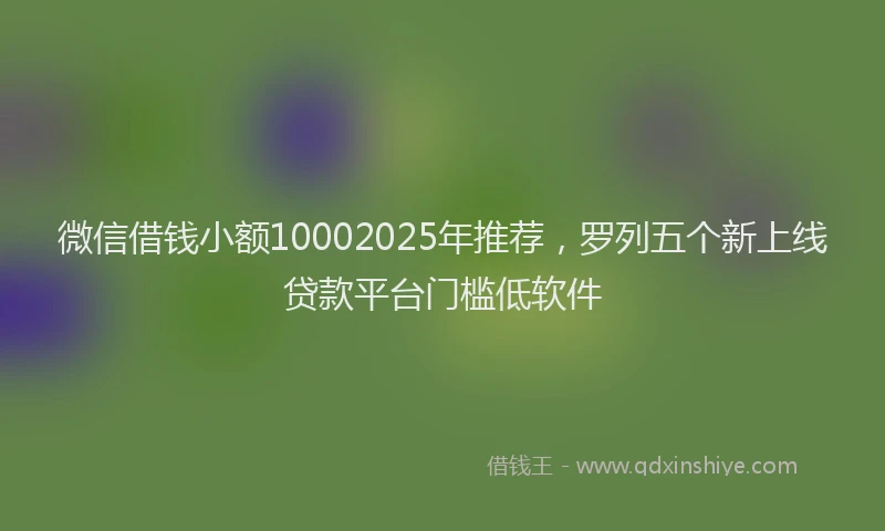 微信借钱小额10002025年推荐，罗列五个新上线贷款平台门槛低软件