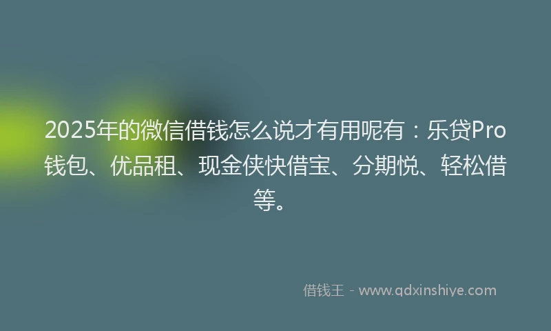 2025年的微信借钱怎么说才有用呢有：乐贷Pro钱包、优品租、现金侠快借宝、分期悦、轻松借等。