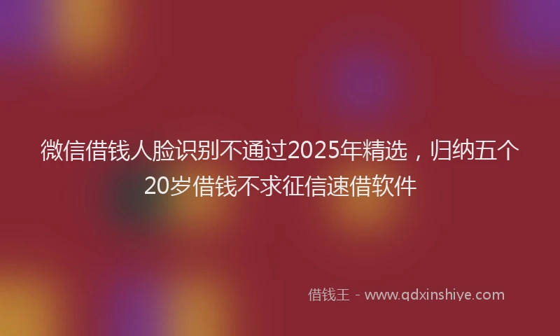 微信借钱人脸识别不通过2025年精选，归纳五个20岁借钱不求征信速借软件