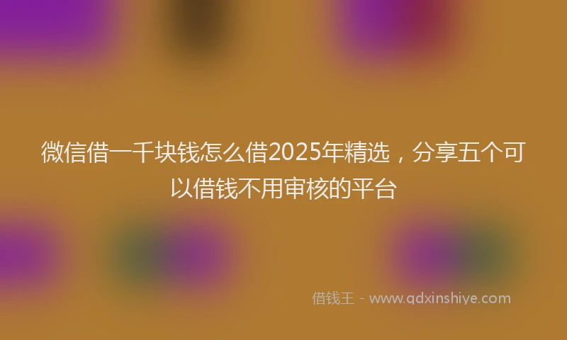 微信借一千块钱怎么借2025年精选，分享五个可以借钱不用审核的平台