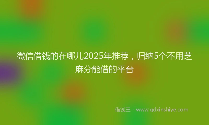 微信借钱的在哪儿2025年推荐，归纳5个不用芝麻分能借的平台