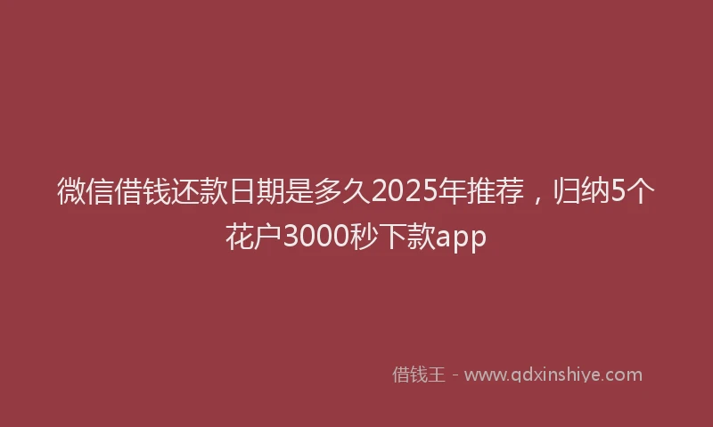 微信借钱还款日期是多久2025年推荐，归纳5个花户3000秒下款app