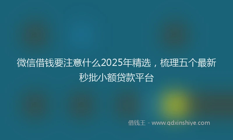 微信借钱要注意什么2025年精选，梳理五个最新秒批小额贷款平台
