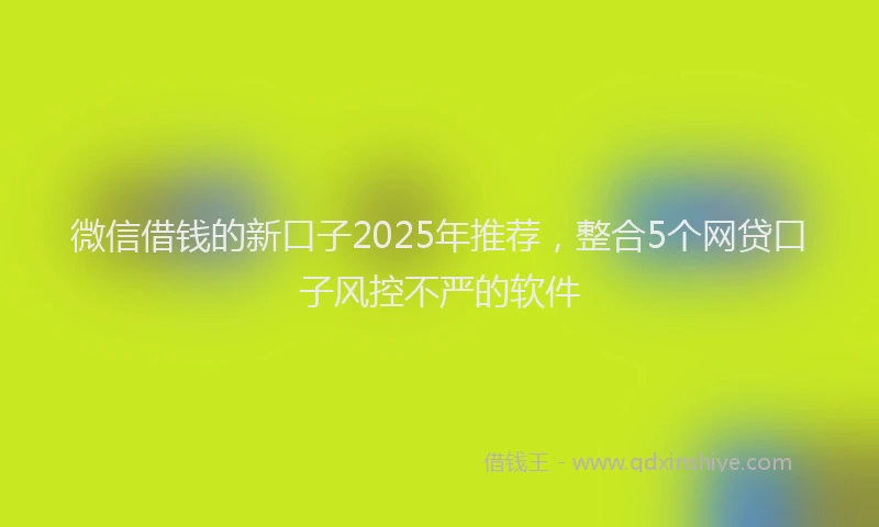 微信借钱的新口子2025年推荐，整合5个网贷口子风控不严的软件