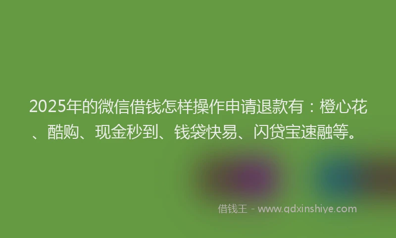 2025年的微信借钱怎样操作申请退款有：橙心花、酷购、现金秒到、钱袋快易、闪贷宝速融等。