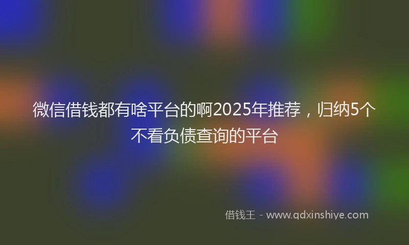 微信借钱都有啥平台的啊2025年推荐，归纳5个不看负债查询的平台
