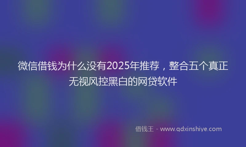 微信借钱为什么没有2025年推荐，整合五个真正无视风控黑白的网贷软件