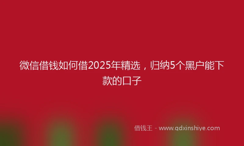 微信借钱如何借2025年精选，归纳5个黑户能下款的口子