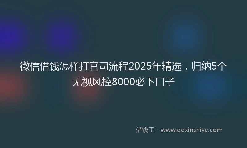 微信借钱怎样打官司流程2025年精选，归纳5个无视风控8000必下口子