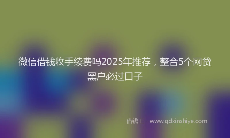 微信借钱收手续费吗2025年推荐，整合5个网贷黑户必过口子