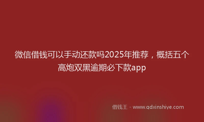 微信借钱可以手动还款吗2025年推荐，概括五个高炮双黑逾期必下款app