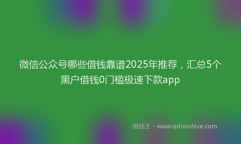 微信公众号哪些借钱靠谱2025年推荐，汇总5个黑户借钱0门槛极速下款app