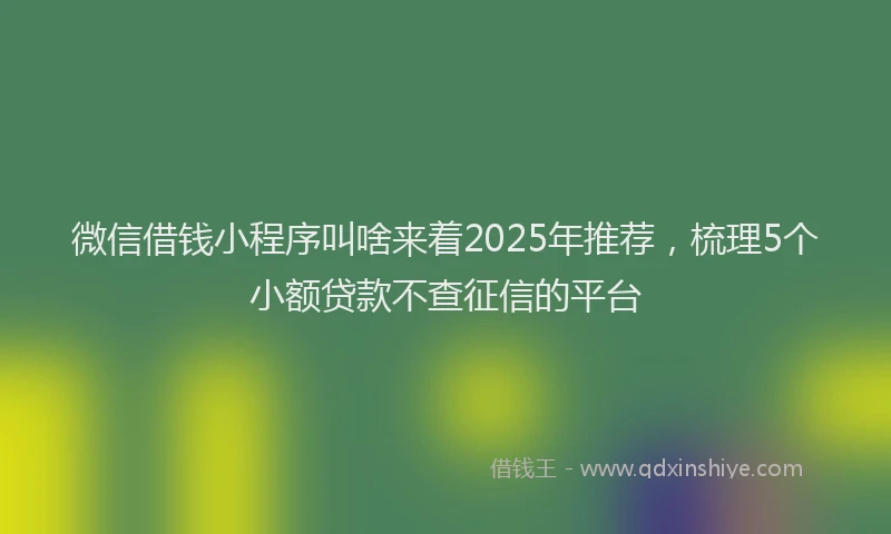微信借钱小程序叫啥来着2025年推荐，梳理5个小额贷款不查征信的平台