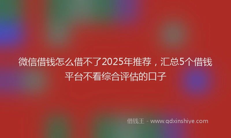 微信借钱怎么借不了2025年推荐，汇总5个借钱平台不看综合评估的口子