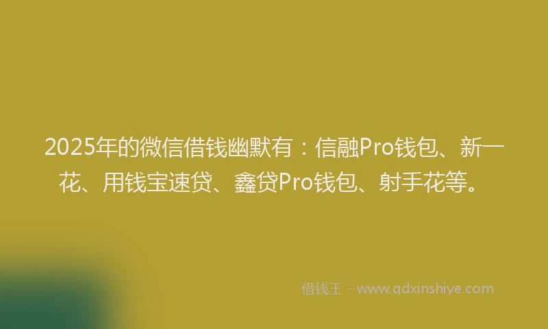 2025年的微信借钱幽默有：信融Pro钱包、新一花、用钱宝速贷、鑫贷Pro钱包、射手花等。