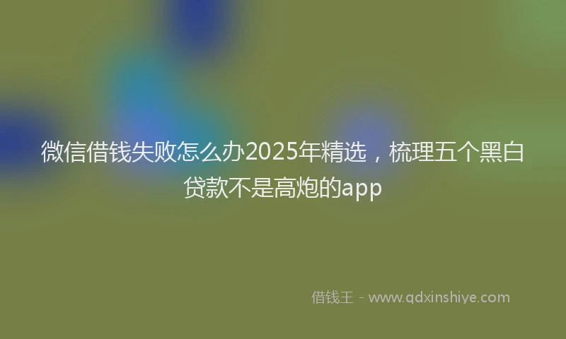 微信借钱失败怎么办2025年精选，梳理五个黑白贷款不是高炮的app