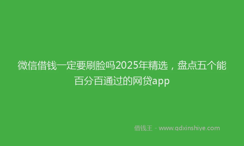 微信借钱一定要刷脸吗2025年精选，盘点五个能百分百通过的网贷app