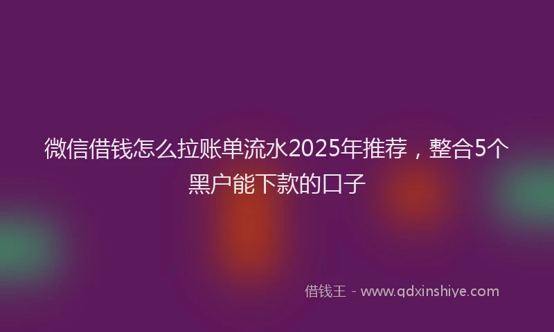 微信借钱怎么拉账单流水2025年推荐，整合5个黑户能下款的口子