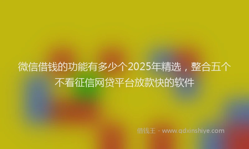 微信借钱的功能有多少个2025年精选，整合五个不看征信网贷平台放款快的软件
