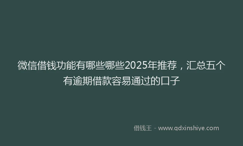 微信借钱功能有哪些哪些2025年推荐，汇总五个有逾期借款容易通过的口子
