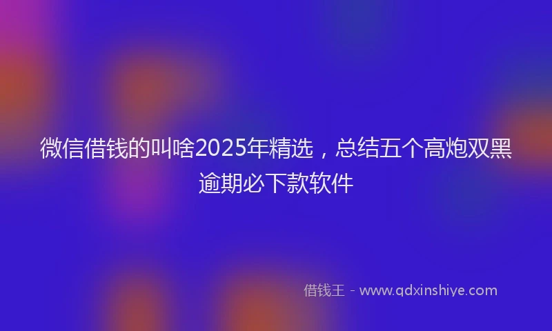 微信借钱的叫啥2025年精选，总结五个高炮双黑逾期必下款软件