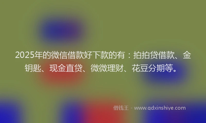2025年的微信借款好下款的有：拍拍贷借款、金钥匙、现金直贷、微微理财、花豆分期等。