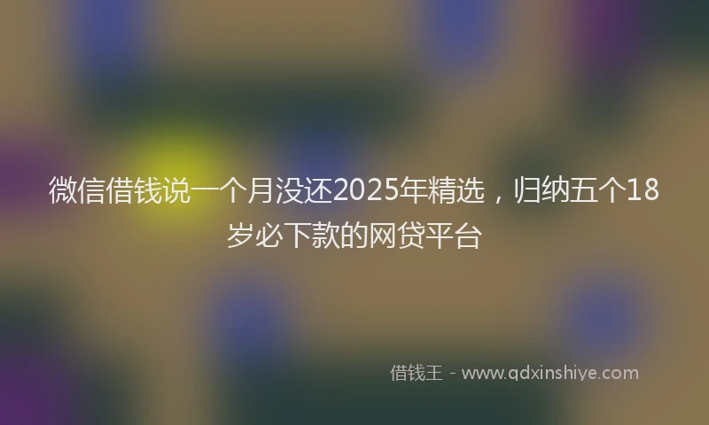微信借钱说一个月没还2025年精选，归纳五个18岁必下款的网贷平台