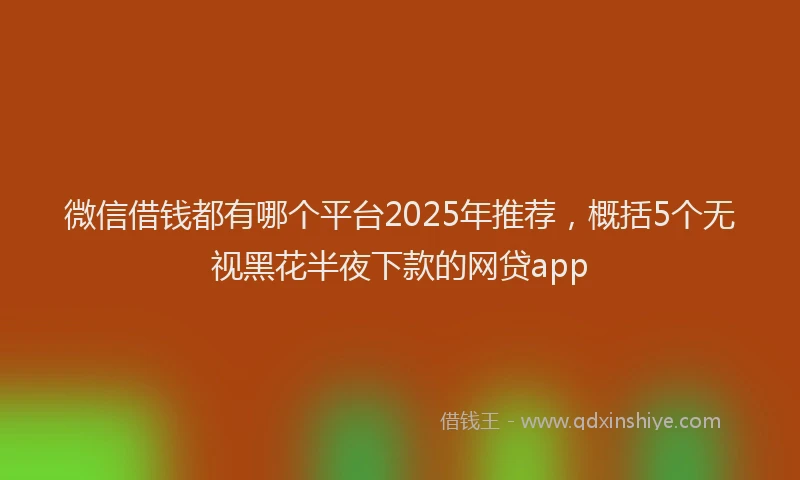 微信借钱都有哪个平台2025年推荐，概括5个无视黑花半夜下款的网贷app