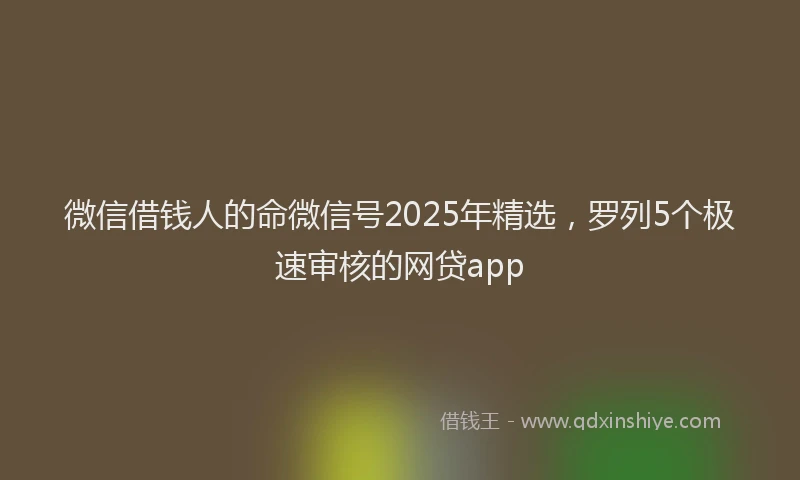 微信借钱人的命微信号2025年精选，罗列5个极速审核的网贷app