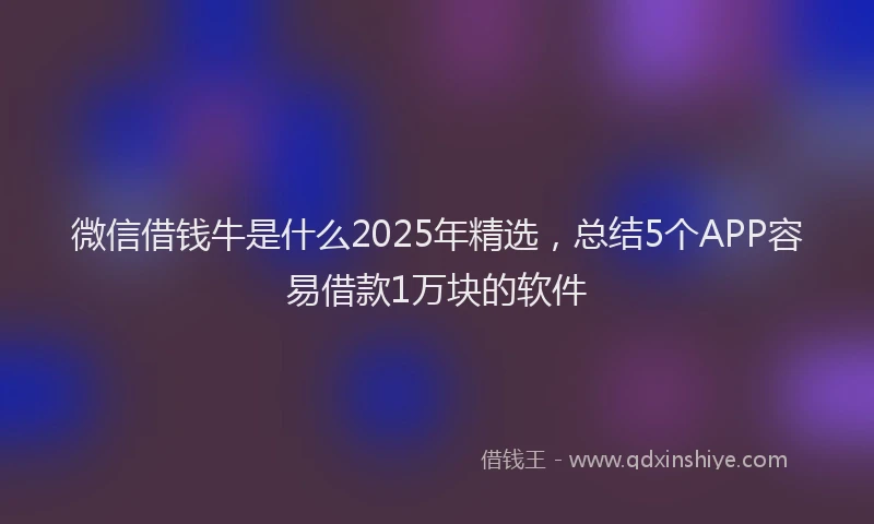 微信借钱牛是什么2025年精选，总结5个APP容易借款1万块的软件