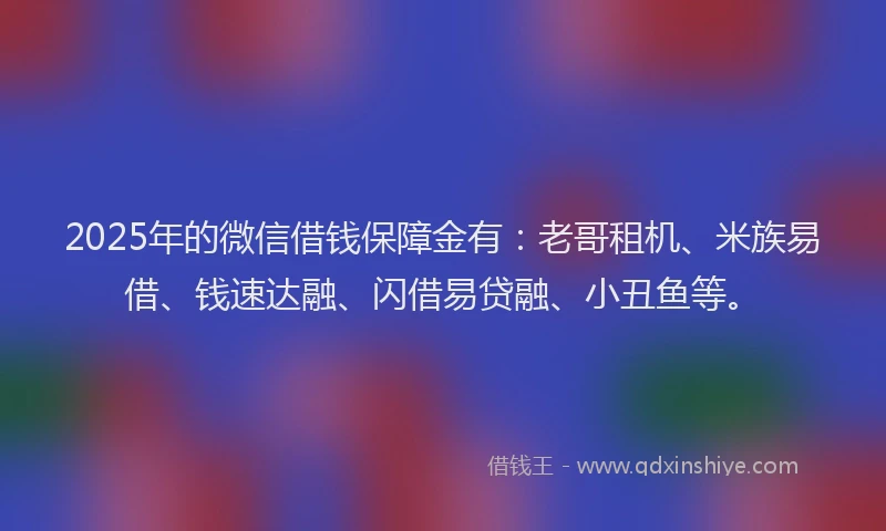 2025年的微信借钱保障金有：老哥租机、米族易借、钱速达融、闪借易贷融、小丑鱼等。