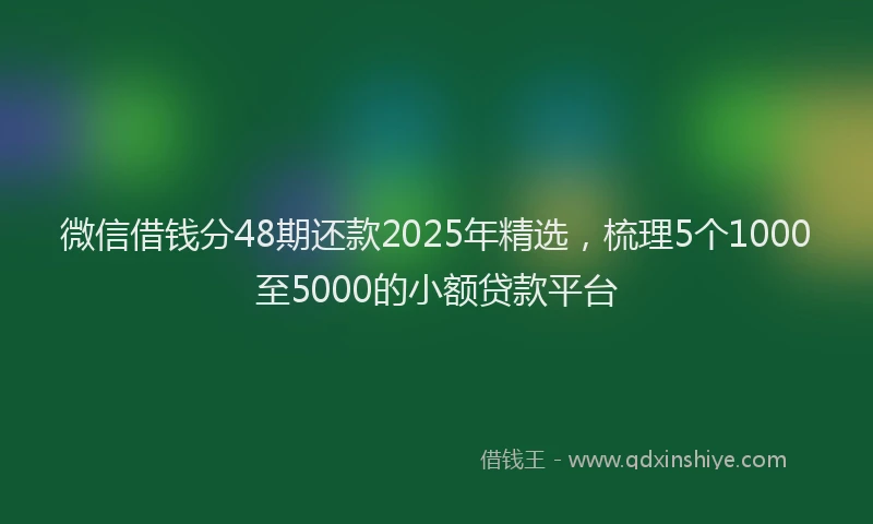 微信借钱分48期还款2025年精选，梳理5个1000至5000的小额贷款平台
