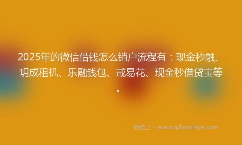 2025年的微信借钱怎么销户流程有：现金秒融、玥成租机、乐融钱包、戒易花、现金秒借贷宝等。