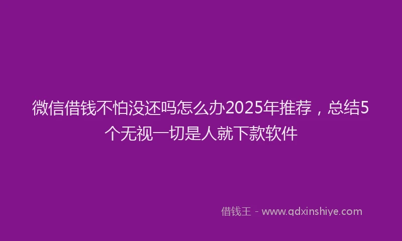 微信借钱不怕没还吗怎么办2025年推荐，总结5个无视一切是人就下款软件