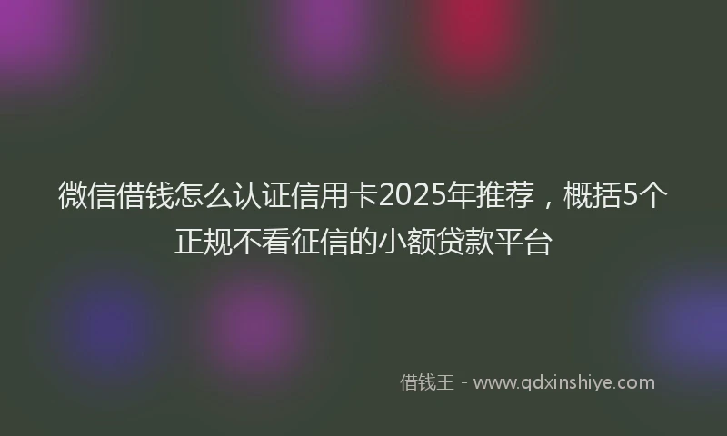 微信借钱怎么认证信用卡2025年推荐，概括5个正规不看征信的小额贷款平台