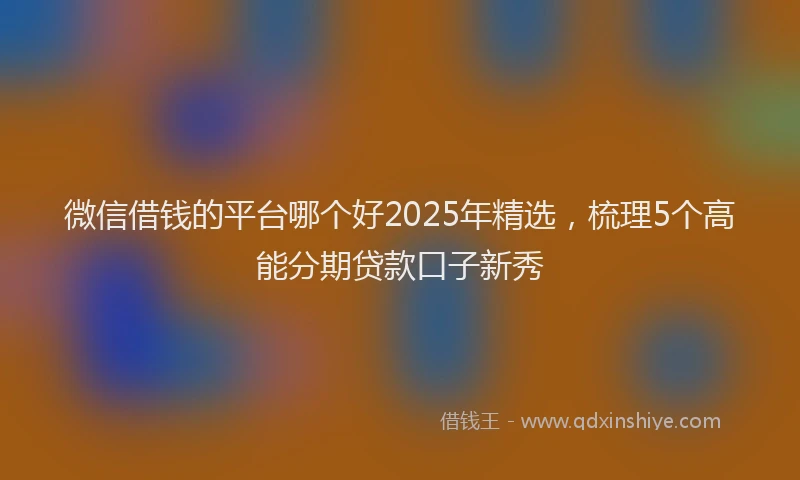 微信借钱的平台哪个好2025年精选，梳理5个高能分期贷款口子新秀