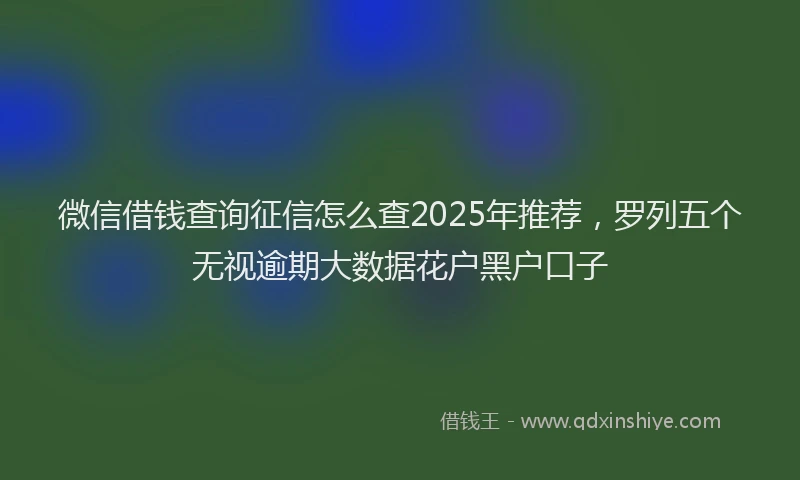 微信借钱查询征信怎么查2025年推荐，罗列五个无视逾期大数据花户黑户口子