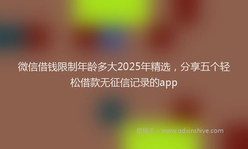微信借钱限制年龄多大2025年精选，分享五个轻松借款无征信记录的app