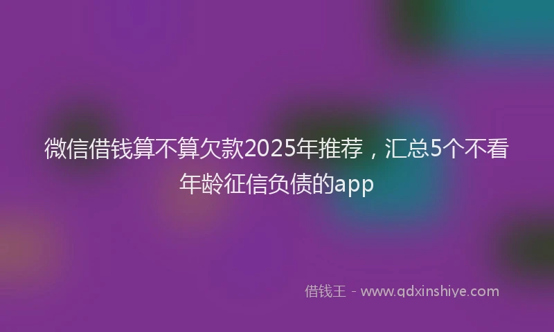 微信借钱算不算欠款2025年推荐，汇总5个不看年龄征信负债的app