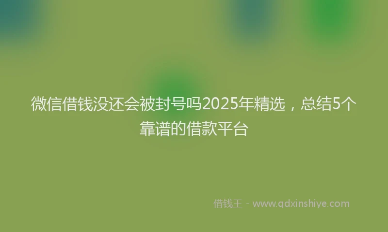 微信借钱没还会被封号吗2025年精选，总结5个靠谱的借款平台