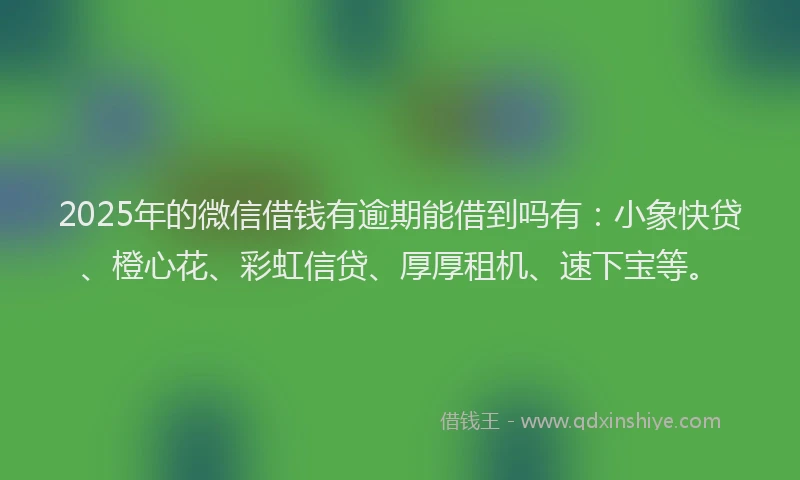 2025年的微信借钱有逾期能借到吗有：小象快贷、橙心花、彩虹信贷、厚厚租机、速下宝等。