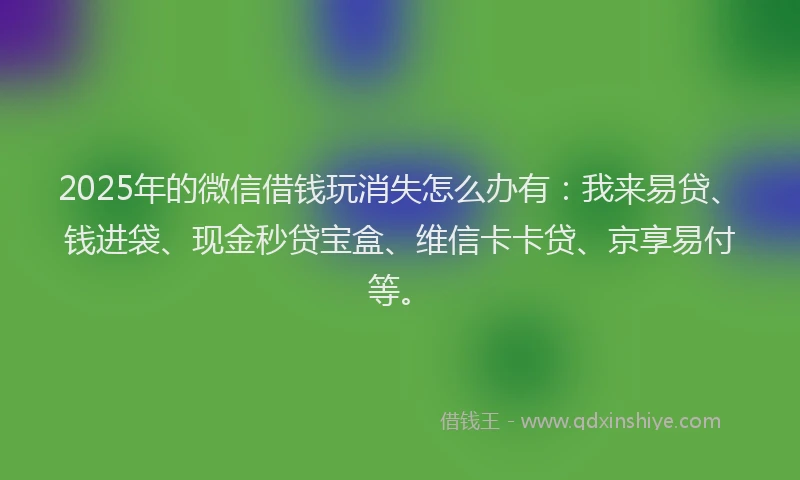2025年的微信借钱玩消失怎么办有：我来易贷、钱进袋、现金秒贷宝盒、维信卡卡贷、京享易付等。