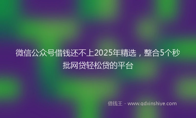 微信公众号借钱还不上2025年精选，整合5个秒批网贷轻松贷的平台