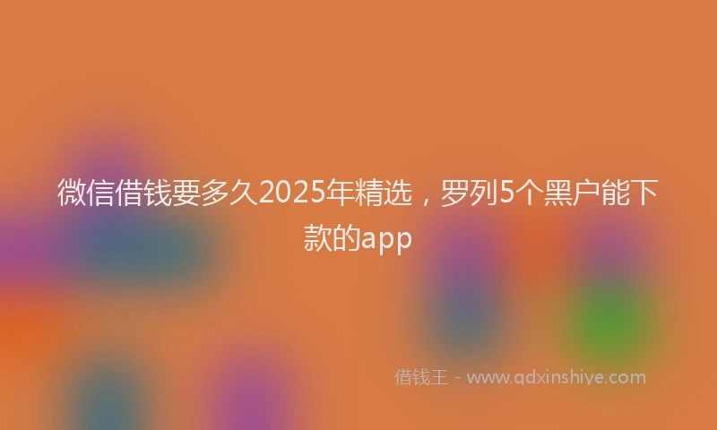 微信借钱要多久2025年精选，罗列5个黑户能下款的app