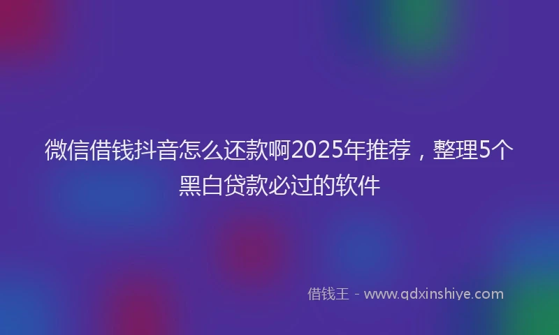 微信借钱抖音怎么还款啊2025年推荐，整理5个黑白贷款必过的软件