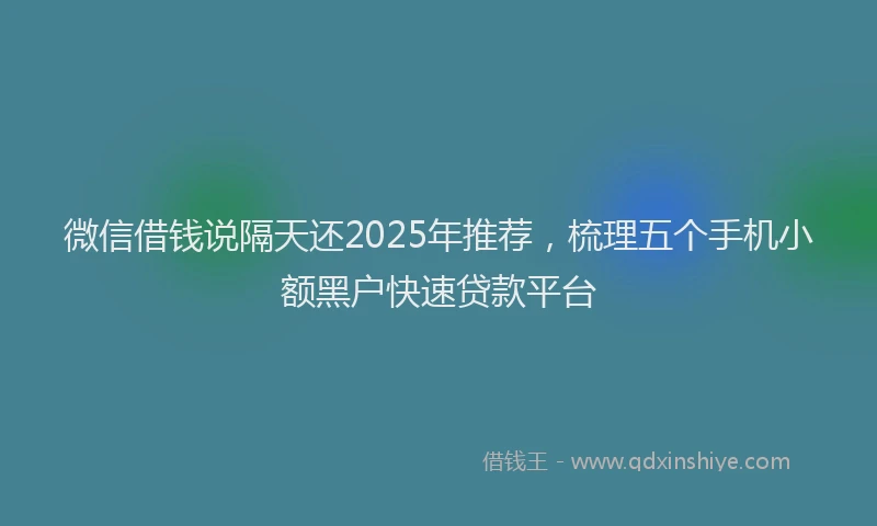 微信借钱说隔天还2025年推荐，梳理五个手机小额黑户快速贷款平台