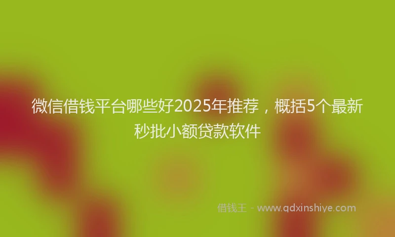 微信借钱平台哪些好2025年推荐，概括5个最新秒批小额贷款软件